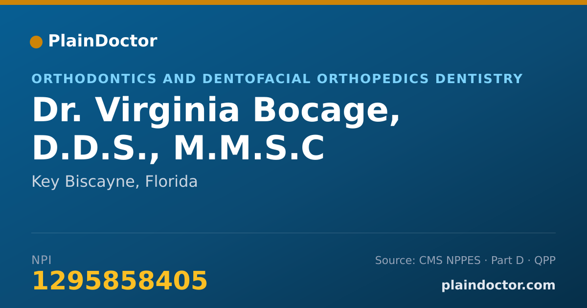 Shareable card for Virginia Bocage, D.D.S., M.M.S.C - Orthodontics and Dentofacial Orthopedics Dentistry, Key Biscayne, FL