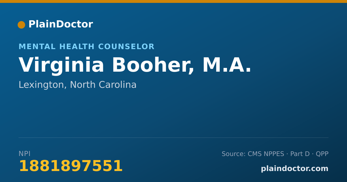 Shareable card for Virginia Booher, M.A. - Mental Health Counselor, Lexington, NC
