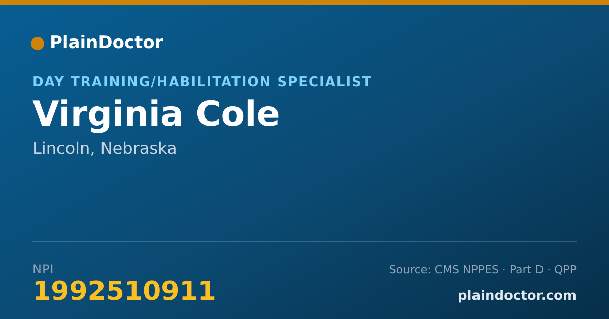 Shareable card for Virginia Cole - Day Training/Habilitation Specialist, Lincoln, NE