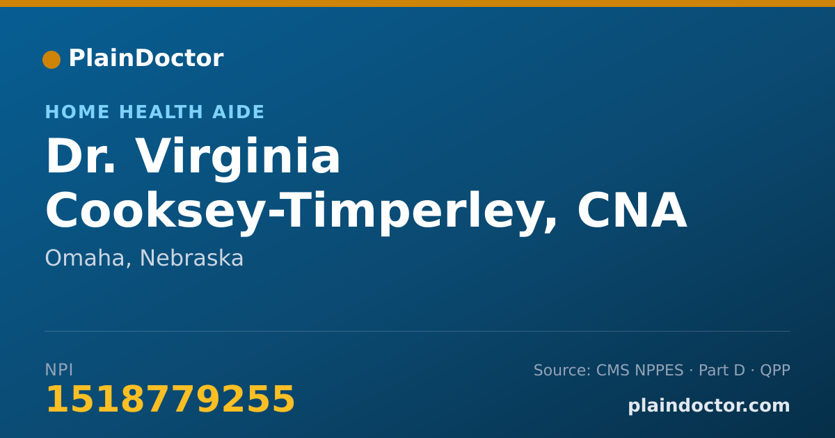 Shareable card for Virginia Cooksey-Timperley, CNA - Home Health Aide, Omaha, NE