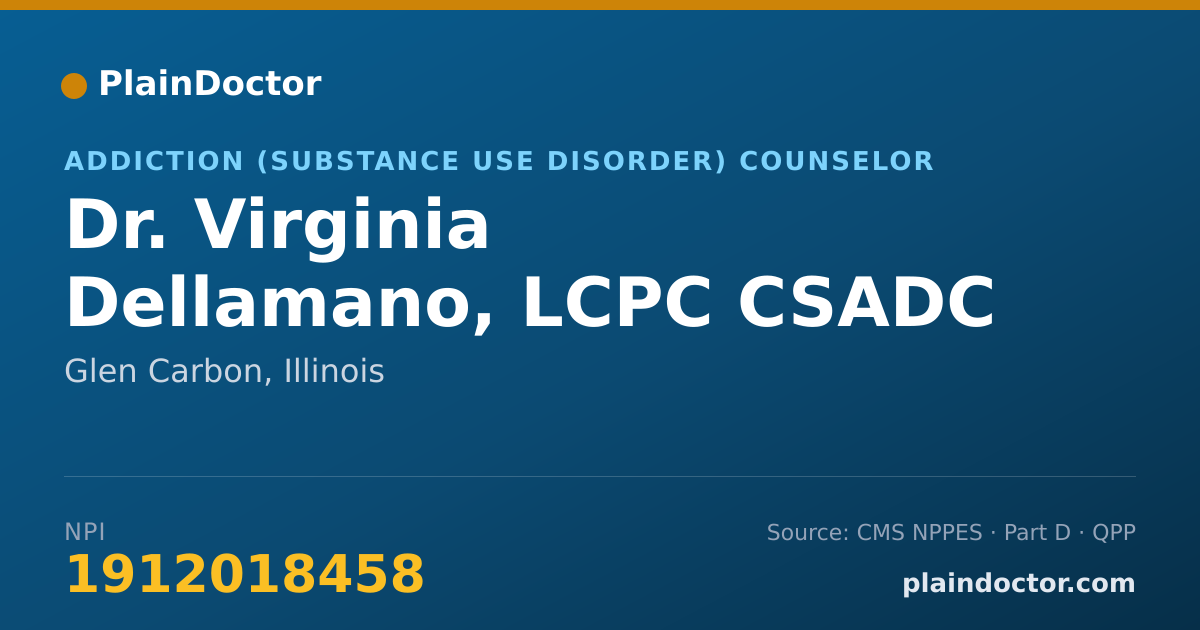 Shareable card for Virginia Dellamano, LCPC CSADC - Addiction (Substance Use Disorder) Counselor, Glen Carbon, IL