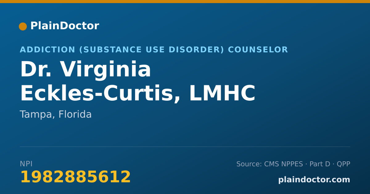 Shareable card for Virginia Eckles-Curtis, LMHC - Addiction (Substance Use Disorder) Counselor, Tampa, FL