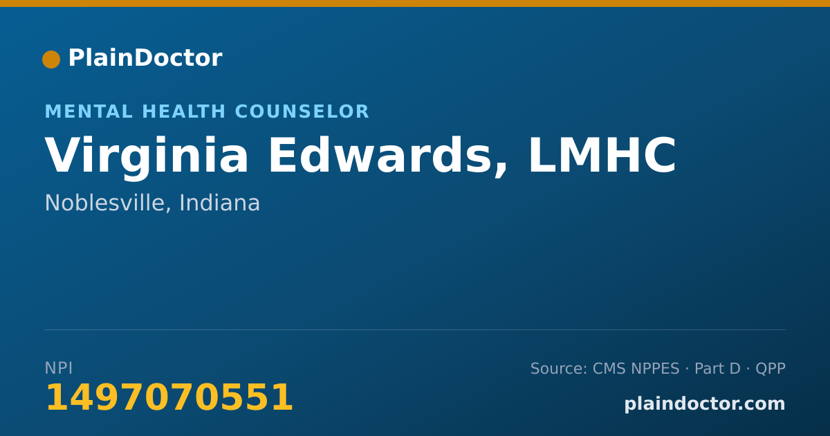 Shareable card for Virginia Edwards, LMHC - Mental Health Counselor, Noblesville, IN