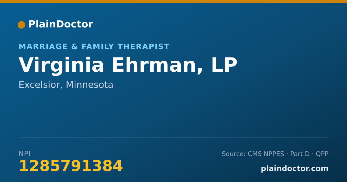 Shareable card for Virginia Ehrman, LP - Marriage & Family Therapist, Excelsior, MN