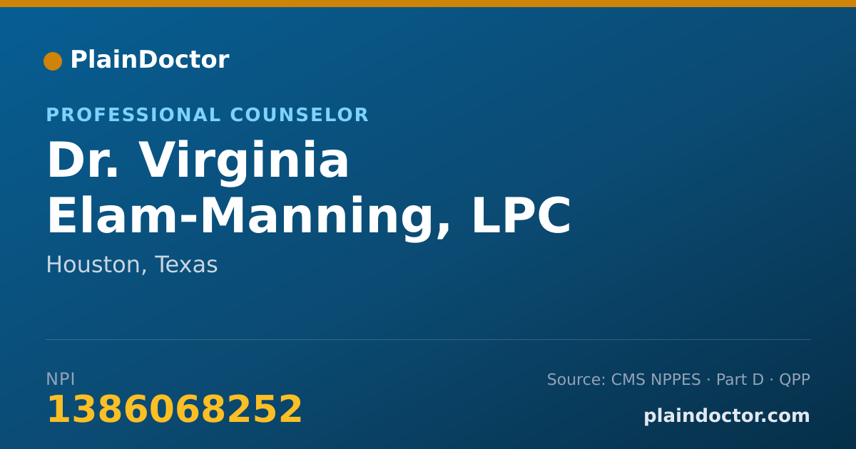 Shareable card for Virginia Elam-Manning, LPC - Professional Counselor, Houston, TX