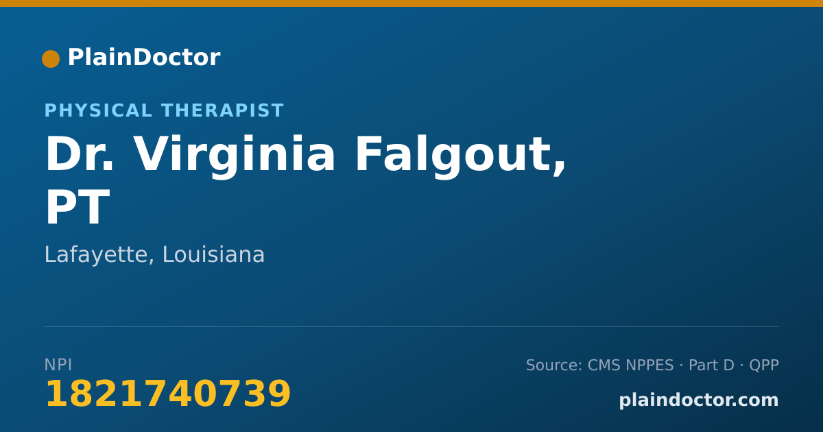 Shareable card for Virginia Falgout, PT - Physical Therapist, Lafayette, LA