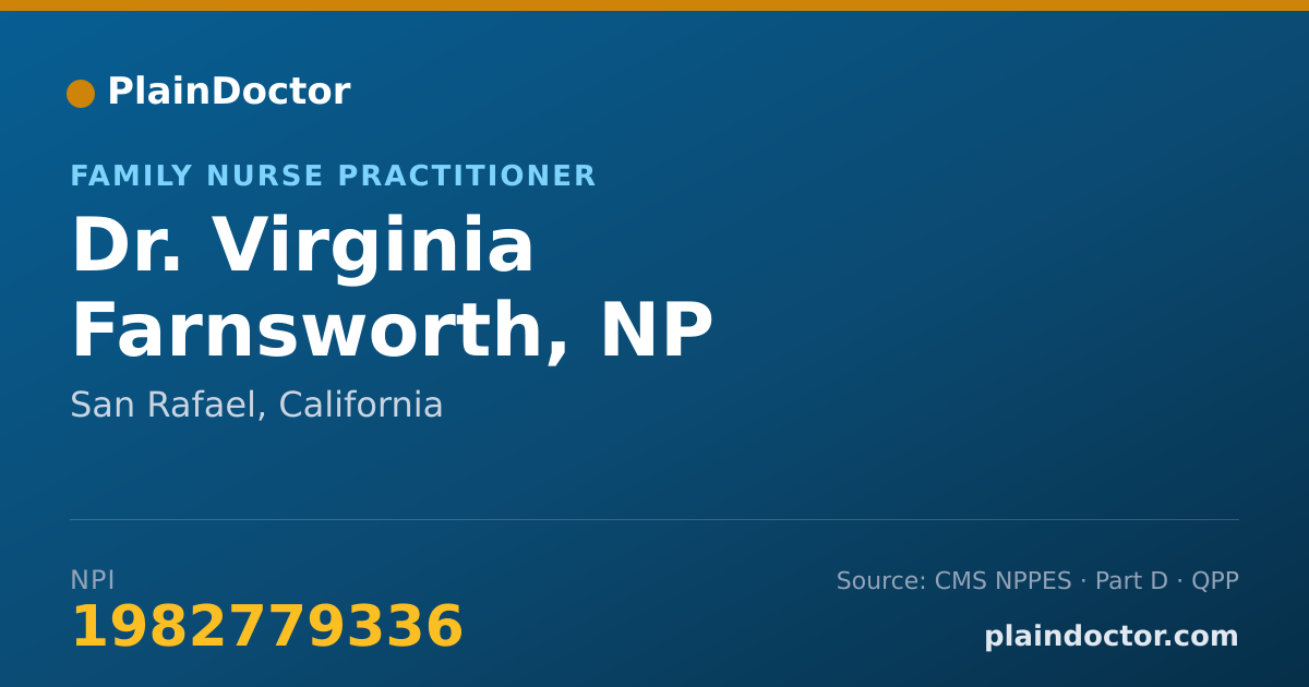 Shareable card for Virginia Farnsworth, NP - Family Nurse Practitioner, San Rafael, CA