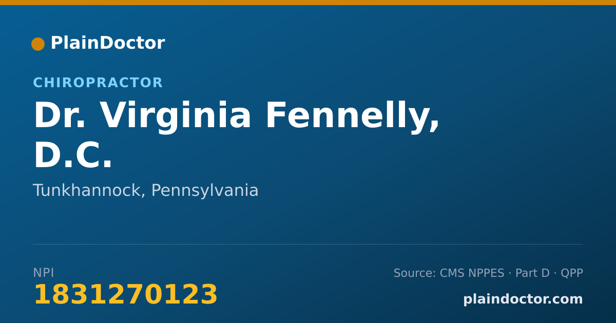 Shareable card for Virginia Fennelly, D.C. - Chiropractor, Tunkhannock, PA