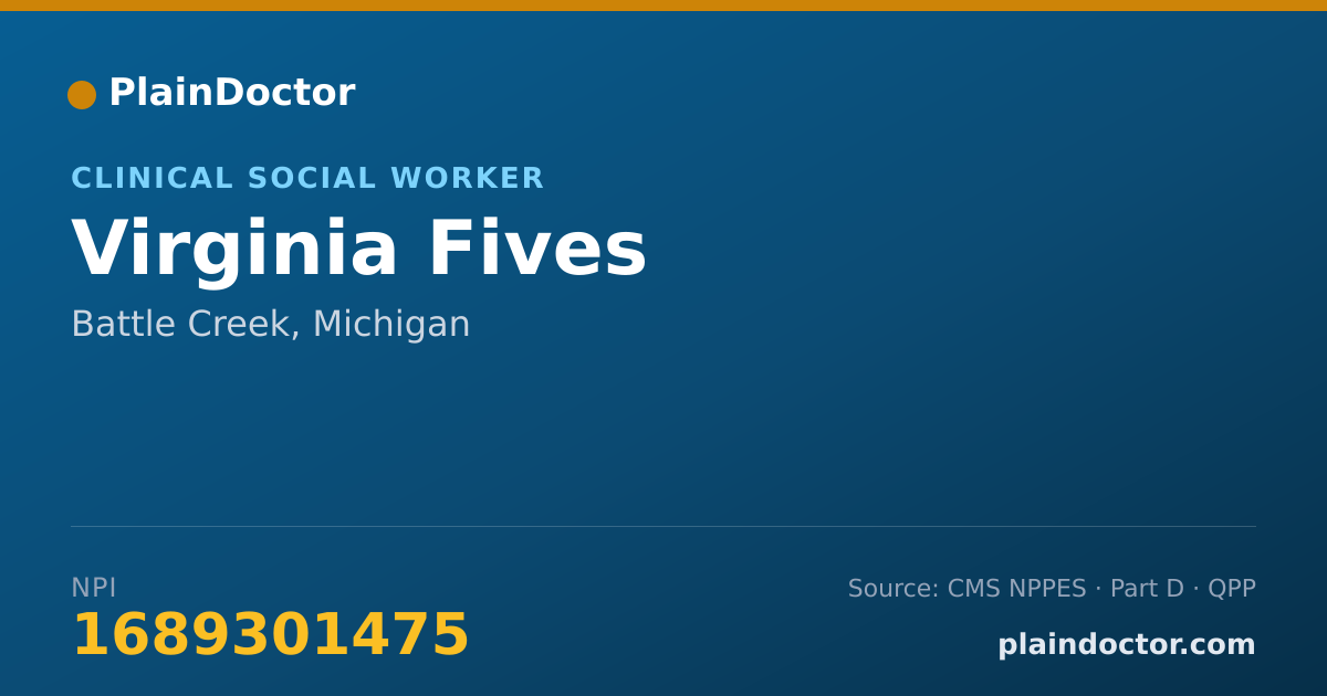 Shareable card for Virginia Fives - Clinical Social Worker, Battle Creek, MI