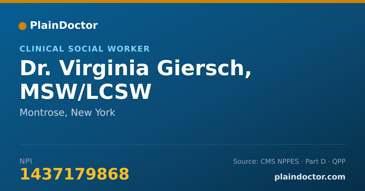 Shareable card for Virginia Giersch, MSW/LCSW - Clinical Social Worker, Montrose, NY