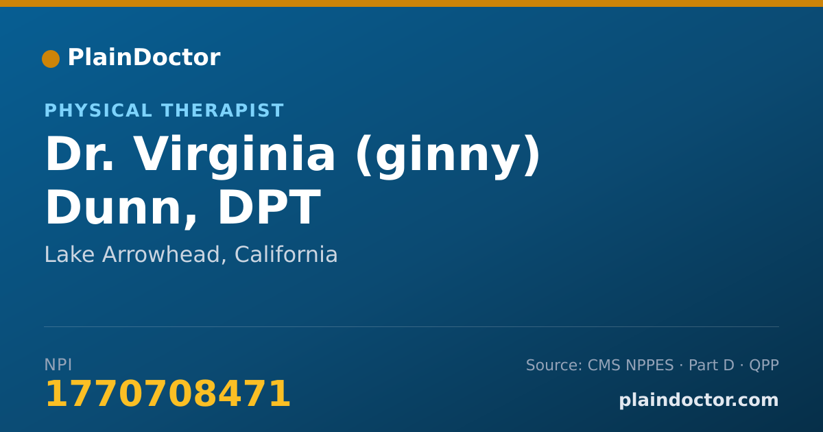Shareable card for Virginia (ginny) Dunn, DPT - Physical Therapist, Lake Arrowhead, CA