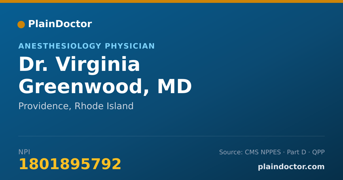 Shareable card for Virginia Greenwood, MD - Anesthesiology Physician, Providence, RI