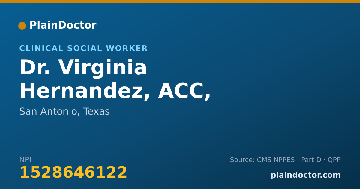 Shareable card for Virginia Hernandez, ACC, NBC-HWC, LCSW - Clinical Social Worker, San Antonio, TX