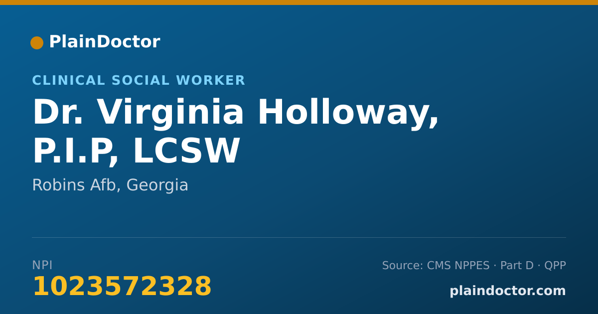 Shareable card for Virginia Holloway, P.I.P, LCSW - Clinical Social Worker, Robins Afb, GA