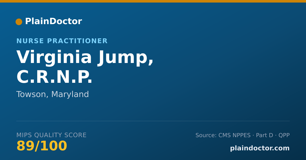 Shareable card for Virginia Jump, C.R.N.P. - Nurse Practitioner, Towson, MD