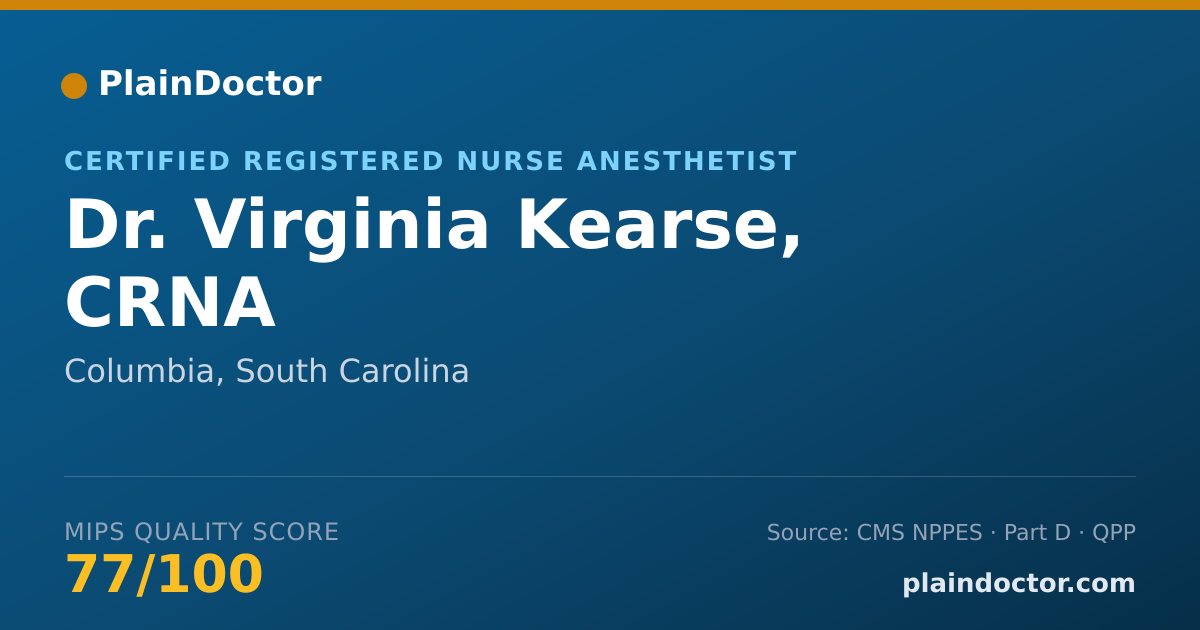 Shareable card for Virginia Kearse, CRNA - Certified Registered Nurse Anesthetist, Columbia, SC