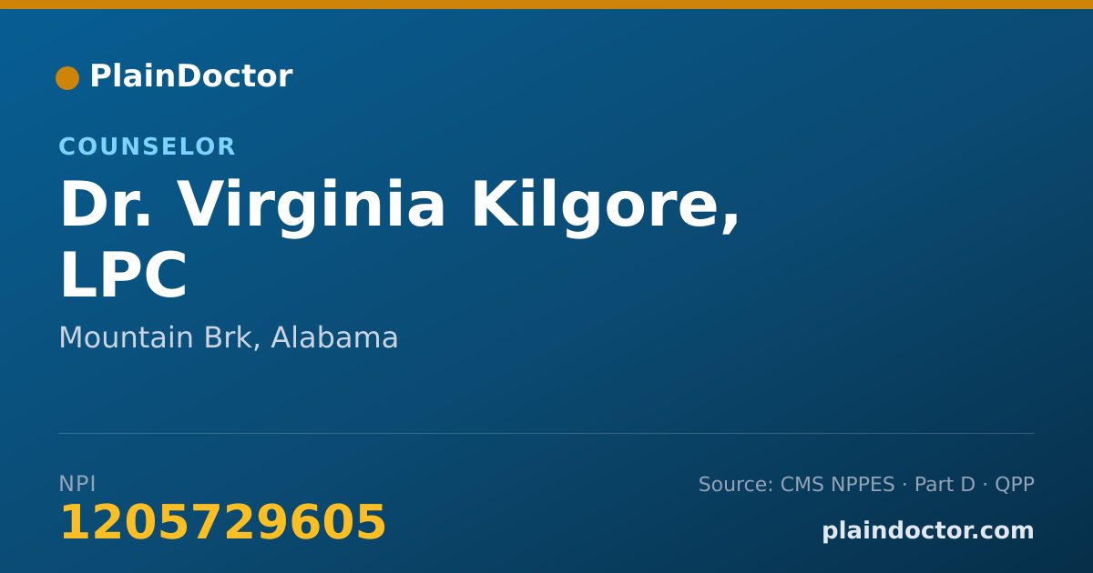 Shareable card for Virginia Kilgore, LPC - Counselor, Mountain Brk, AL