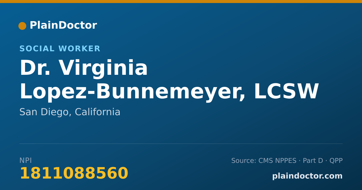 Shareable card for Virginia Lopez-Bunnemeyer, LCSW - Social Worker, San Diego, CA