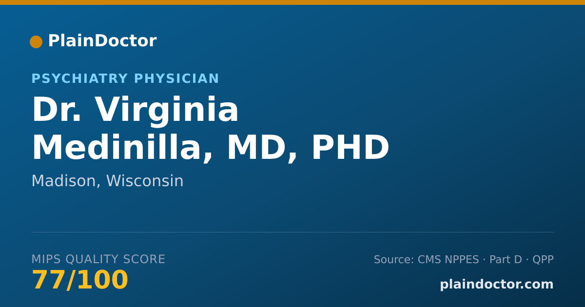 Shareable card for Virginia Medinilla, MD, PHD - Psychiatry Physician, Madison, WI