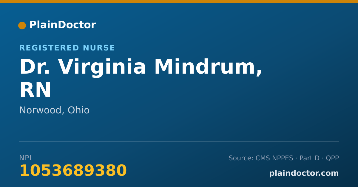 Shareable card for Virginia Mindrum, RN - Registered Nurse, Norwood, OH