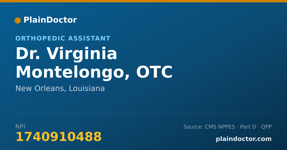Shareable card for Virginia Montelongo, OTC - Orthopedic Assistant, New Orleans, LA