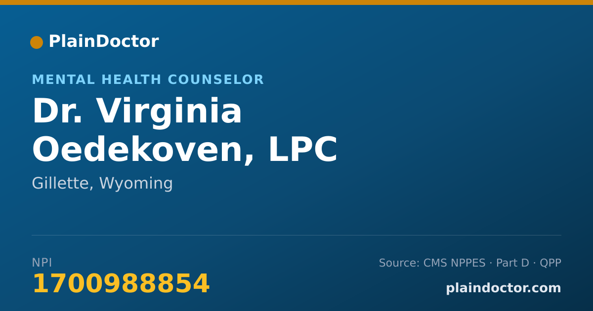 Shareable card for Virginia Oedekoven, LPC - Mental Health Counselor, Gillette, WY