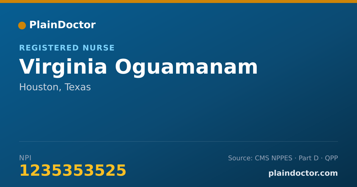 Shareable card for Virginia Oguamanam - Registered Nurse, Houston, TX