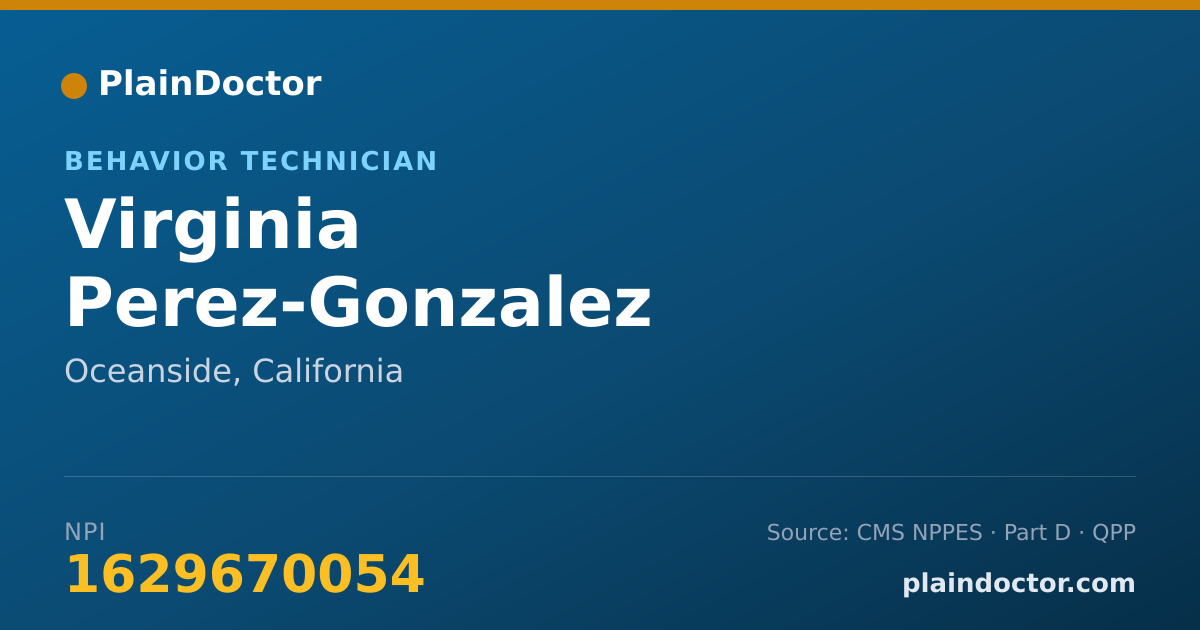 Shareable card for Virginia Perez-Gonzalez - Behavior Technician, Oceanside, CA