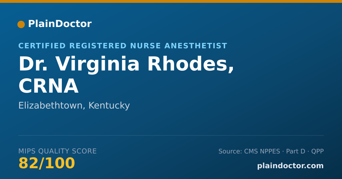 Shareable card for Virginia Rhodes, CRNA - Certified Registered Nurse Anesthetist, Elizabethtown, KY