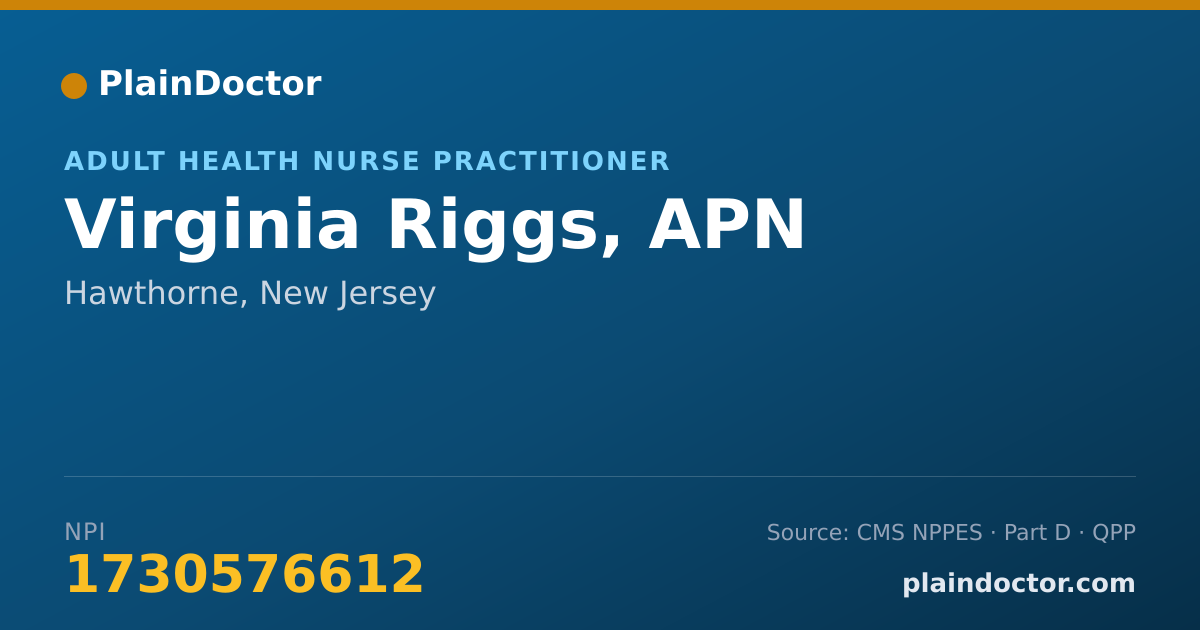Shareable card for Virginia Riggs, APN - Adult Health Nurse Practitioner, Hawthorne, NJ