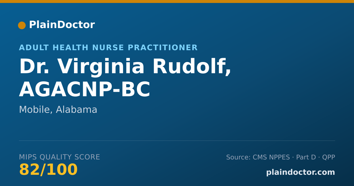Shareable card for Virginia Rudolf, AGACNP-BC - Adult Health Nurse Practitioner, Mobile, AL
