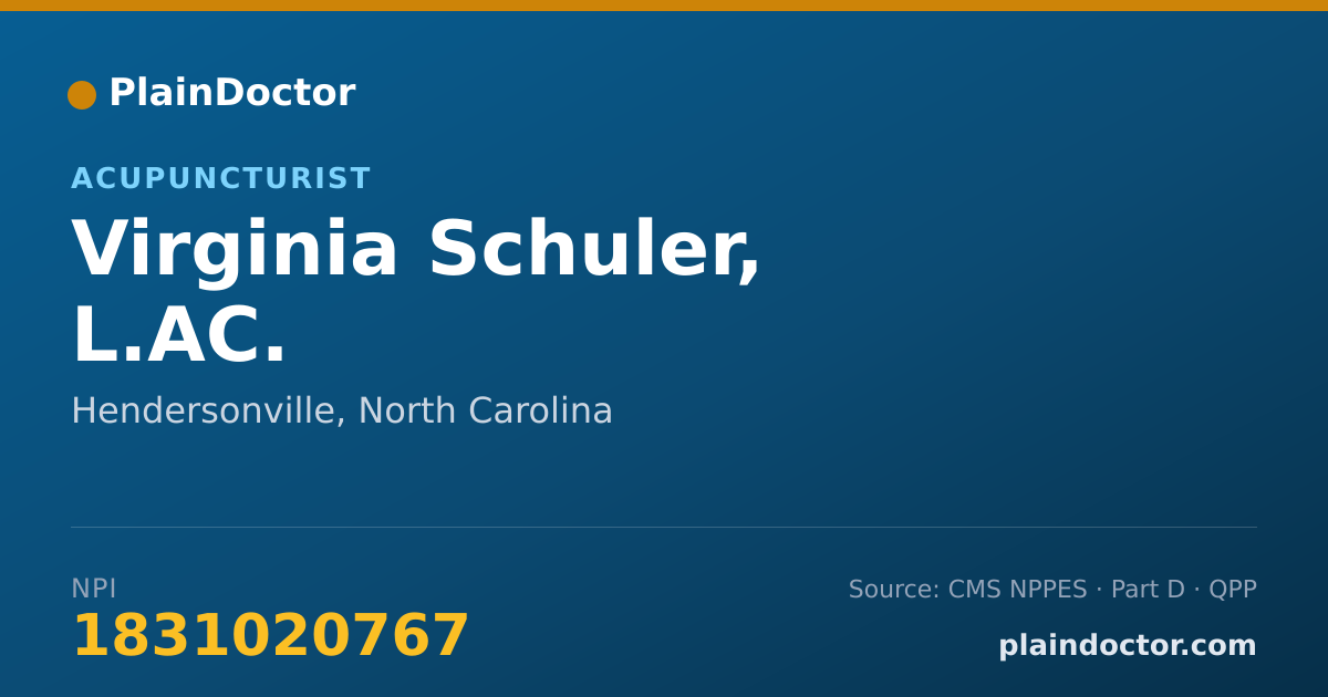 Shareable card for Virginia Schuler, L.AC. - Acupuncturist, Hendersonville, NC
