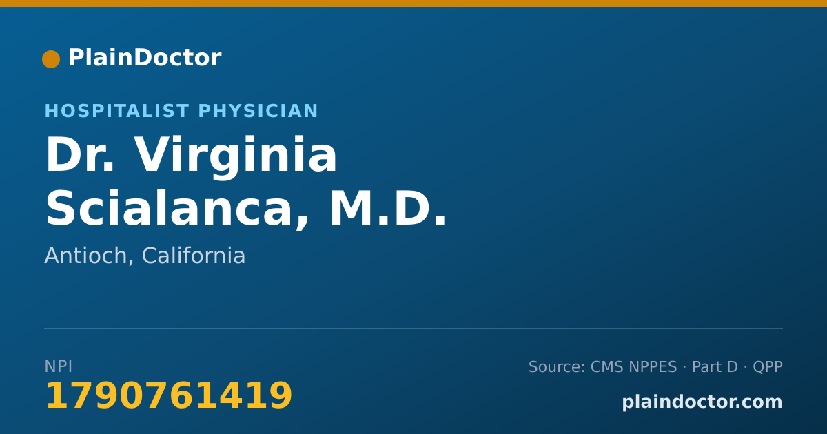 Shareable card for Virginia Scialanca, M.D. - Hospitalist Physician, Antioch, CA