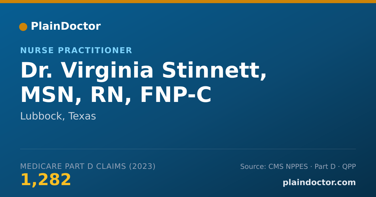 Shareable card for Virginia Stinnett, MSN, RN, FNP-C - Nurse Practitioner, Lubbock, TX