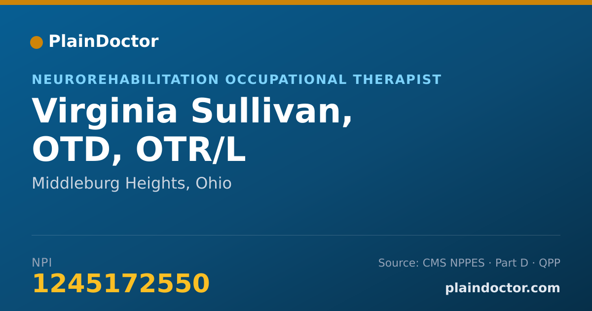 Shareable card for Virginia Sullivan, OTD, OTR/L - Neurorehabilitation Occupational Therapist, Middleburg Heights, OH