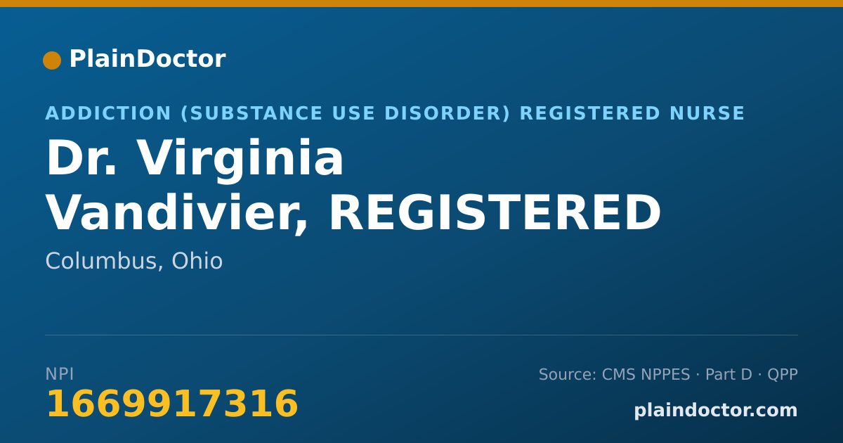 Shareable card for Virginia Vandivier, REGISTERED NURSE - Addiction (Substance Use Disorder) Registered Nurse, Columbus, OH