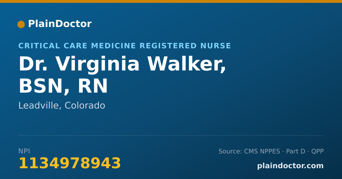 Shareable card for Virginia Walker, BSN, RN - Critical Care Medicine Registered Nurse, Leadville, CO