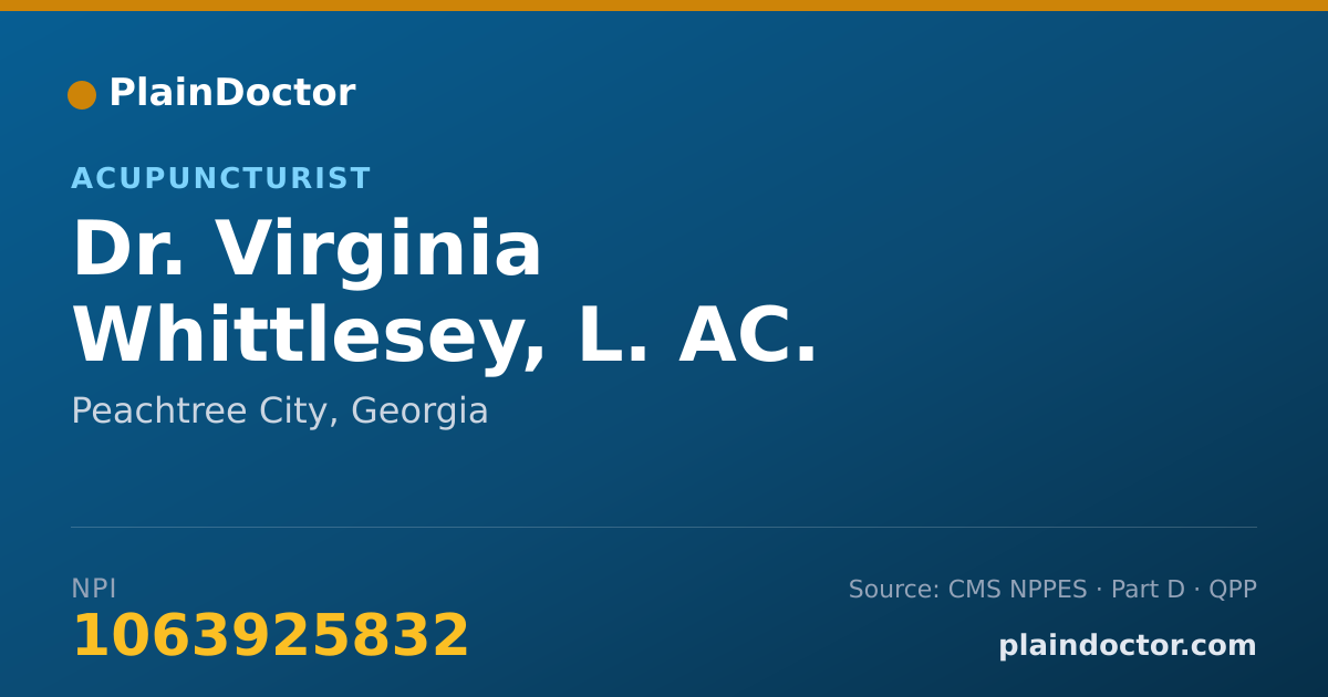 Shareable card for Virginia Whittlesey, L. AC. - Acupuncturist, Peachtree City, GA