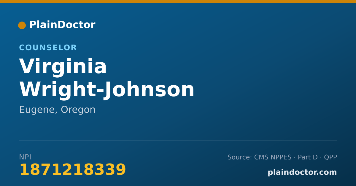 Shareable card for Virginia Wright-Johnson - Counselor, Eugene, OR
