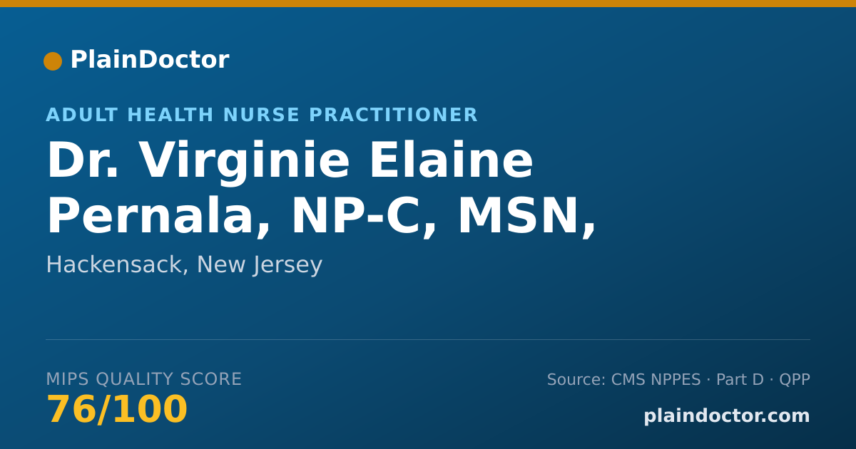 Shareable card for Virginie Elaine Pernala, NP-C, MSN, CCRN - Adult Health Nurse Practitioner, Hackensack, NJ