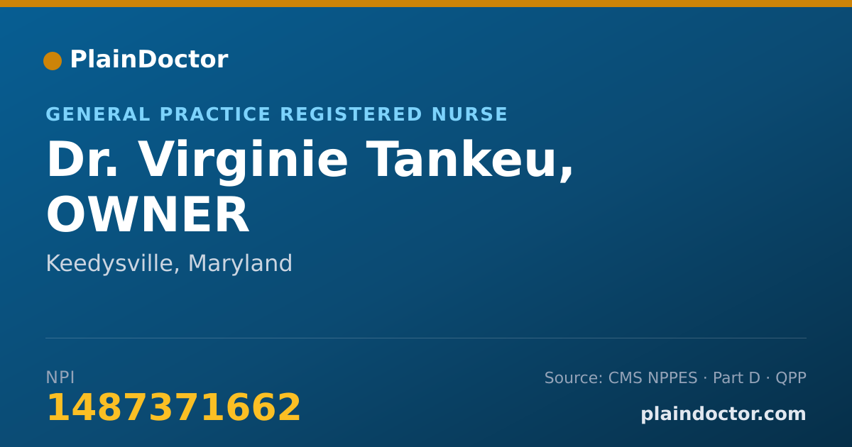 Shareable card for Virginie Tankeu, OWNER - General Practice Registered Nurse, Keedysville, MD