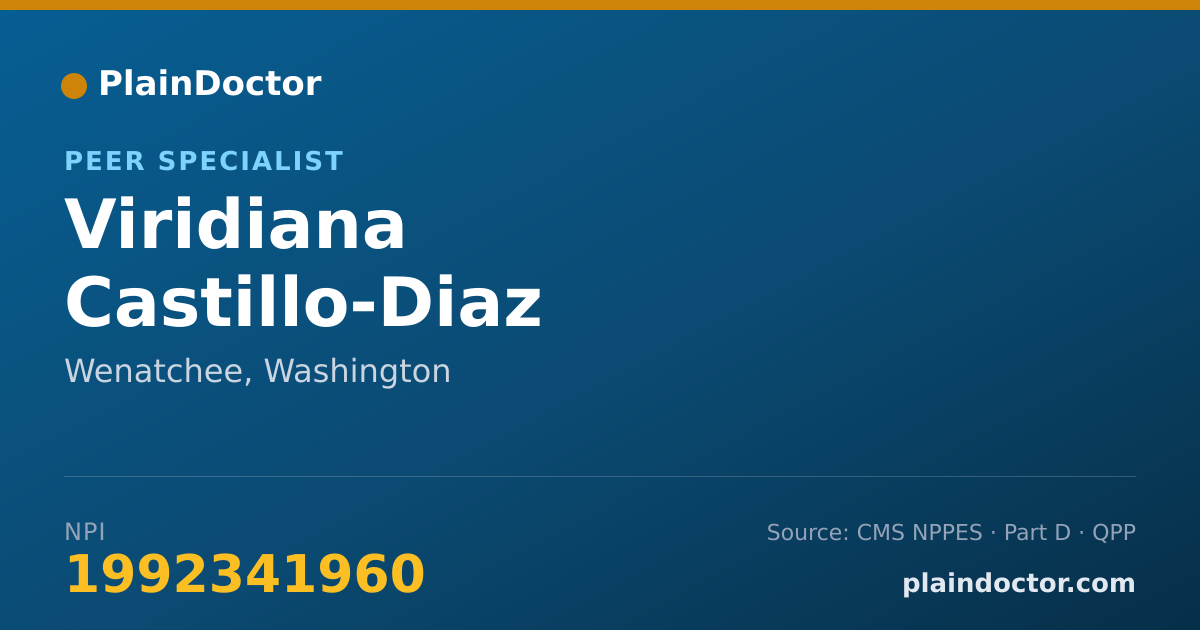 Shareable card for Viridiana Castillo-Diaz - Peer Specialist, Wenatchee, WA