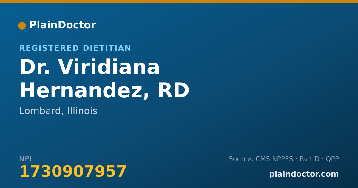 Shareable card for Viridiana Hernandez, RD - Registered Dietitian, Lombard, IL