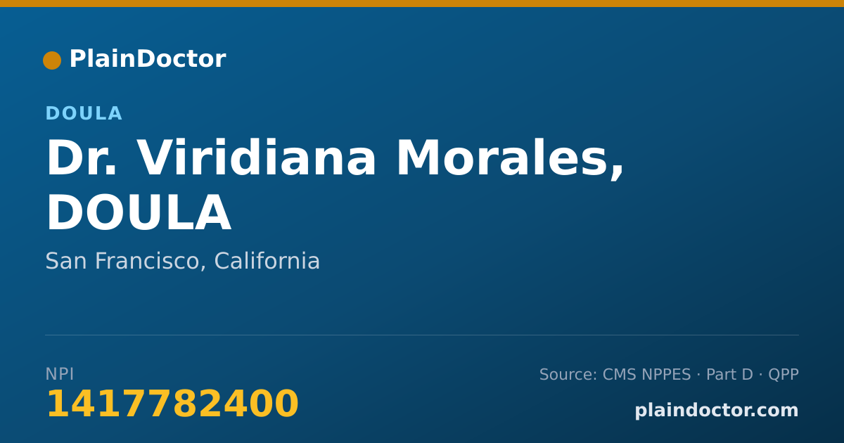 Shareable card for Viridiana Morales, DOULA - Doula, San Francisco, CA