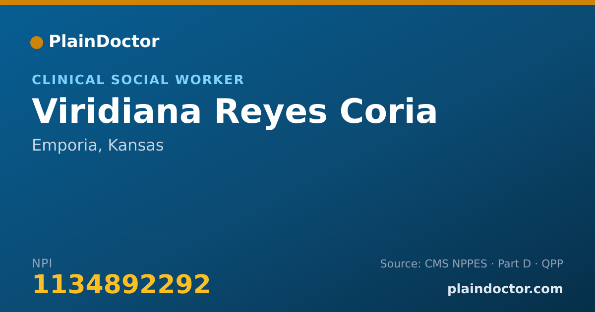 Shareable card for Viridiana Reyes Coria - Clinical Social Worker, Emporia, KS