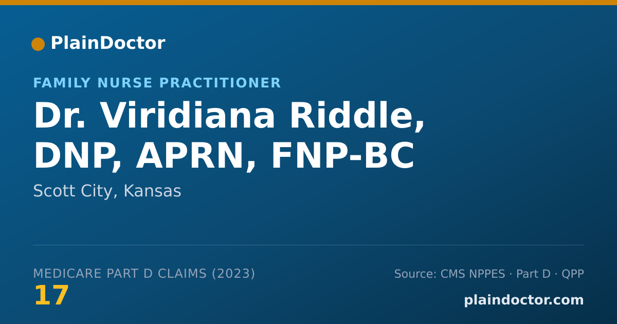 Shareable card for Viridiana Riddle, DNP, APRN, FNP-BC - Family Nurse Practitioner, Scott City, KS