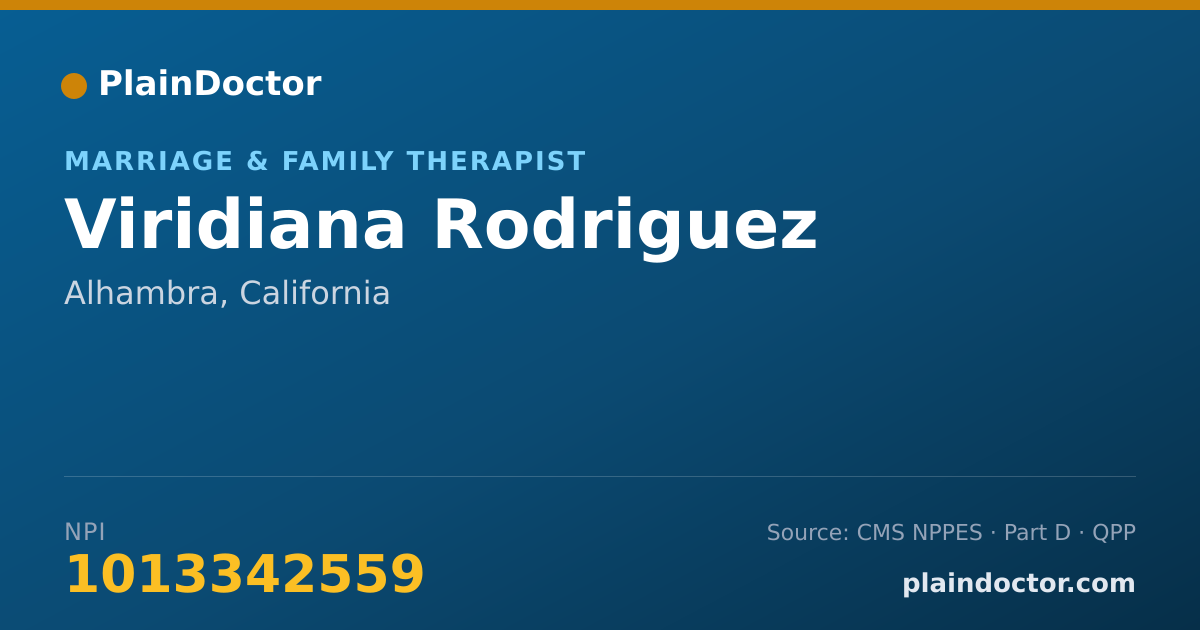 Shareable card for Viridiana Rodriguez - Marriage & Family Therapist, Alhambra, CA