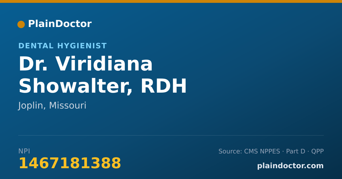 Shareable card for Viridiana Showalter, RDH - Dental Hygienist, Joplin, MO