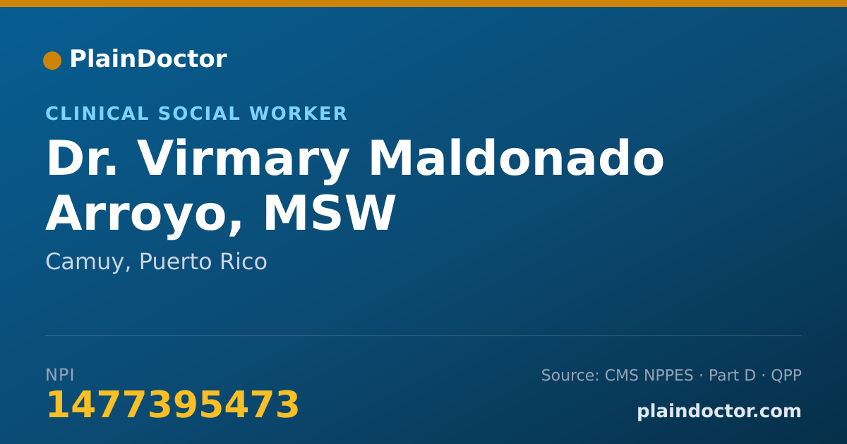 Shareable card for Virmary Maldonado Arroyo, MSW - Clinical Social Worker, Camuy, PR