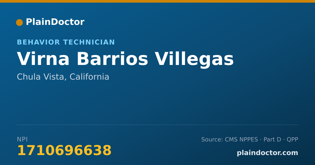 Shareable card for Virna Barrios Villegas - Behavior Technician, Chula Vista, CA